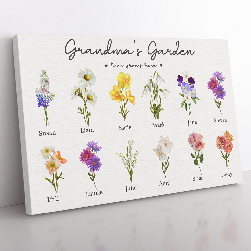 Custom Grandma's Garden Canvas with Grandkids Names