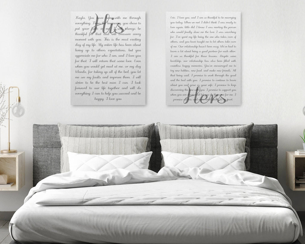 His And Her Vows On Canvas - Personalized Wall Art