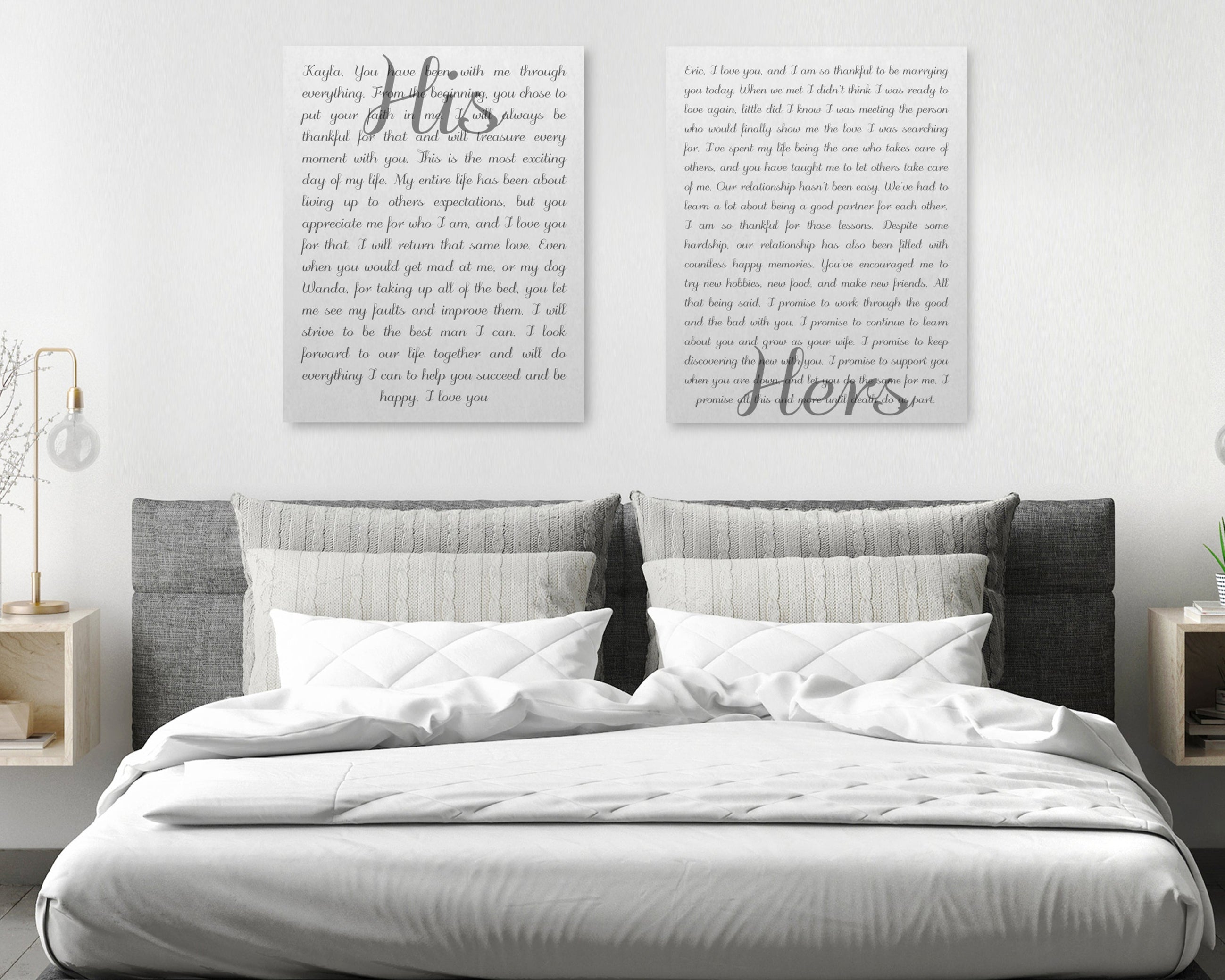 His And Her Vows On Canvas - Personalized Wall Art