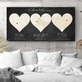 Ivory Custom 3 Heart Map - 14th Anniversary Gift