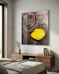 Yellow Leaf Glass Wall Art