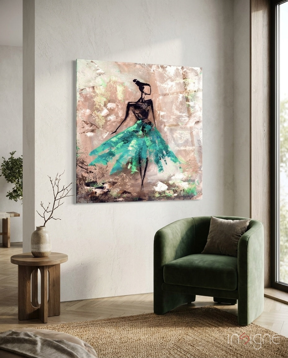 Female (Green) Glass Wall Art