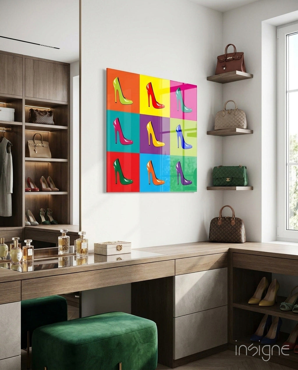 Colored Shoes Glass Wall Art