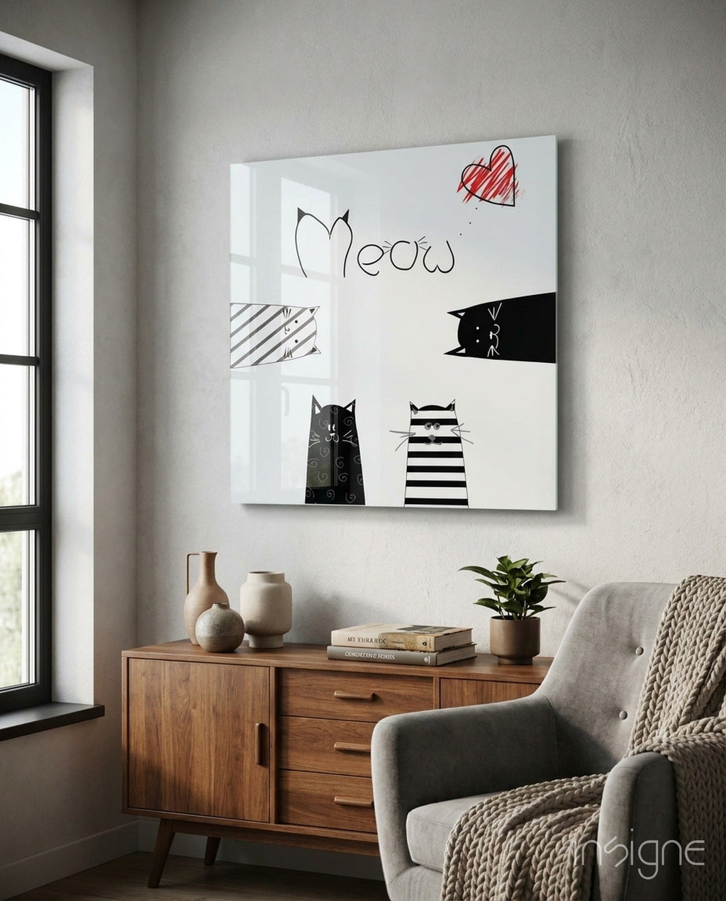 Meow (Cat) Glass Wall Art