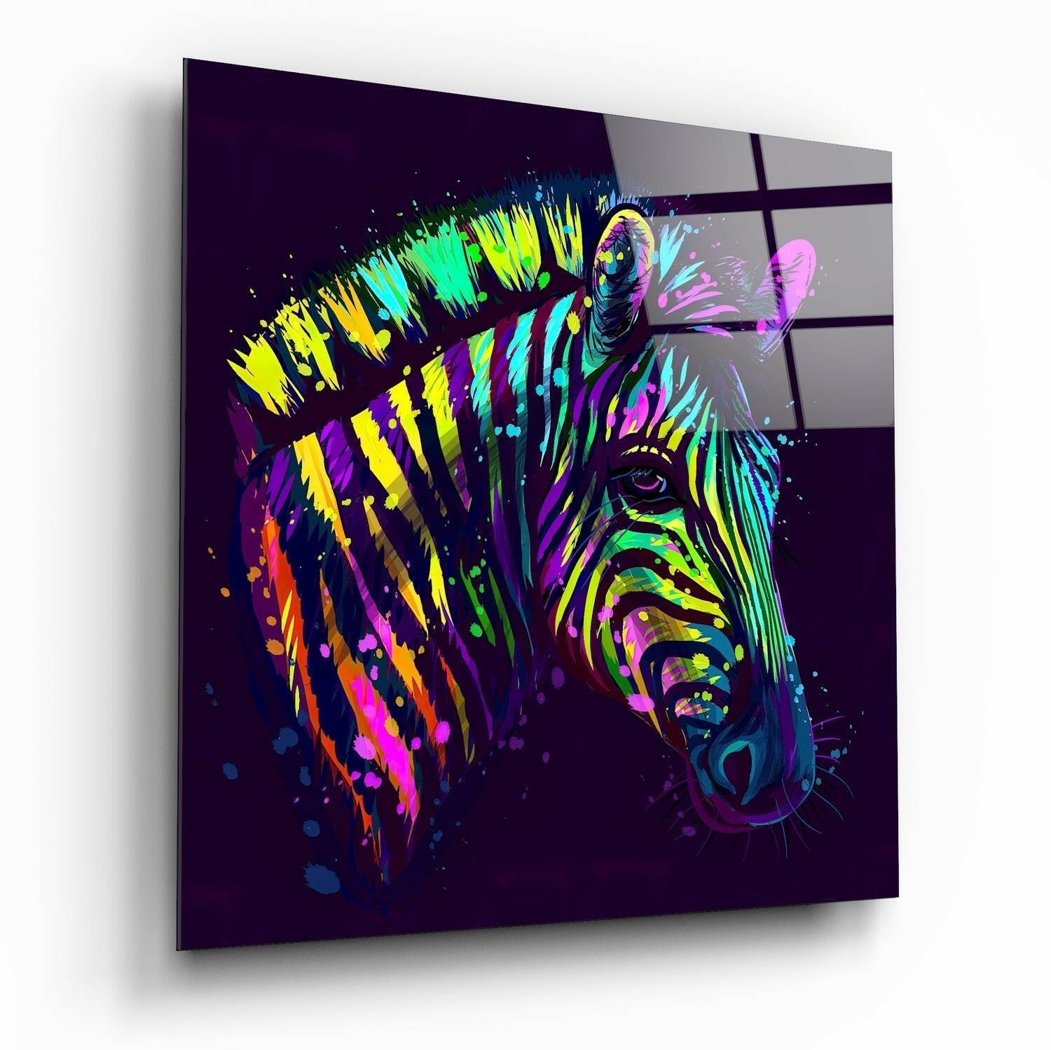 Colorful Zebra Glass Wall Art