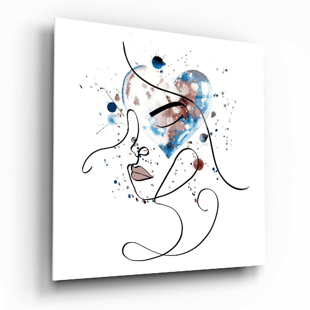 Face of Lines Glass Wall Art