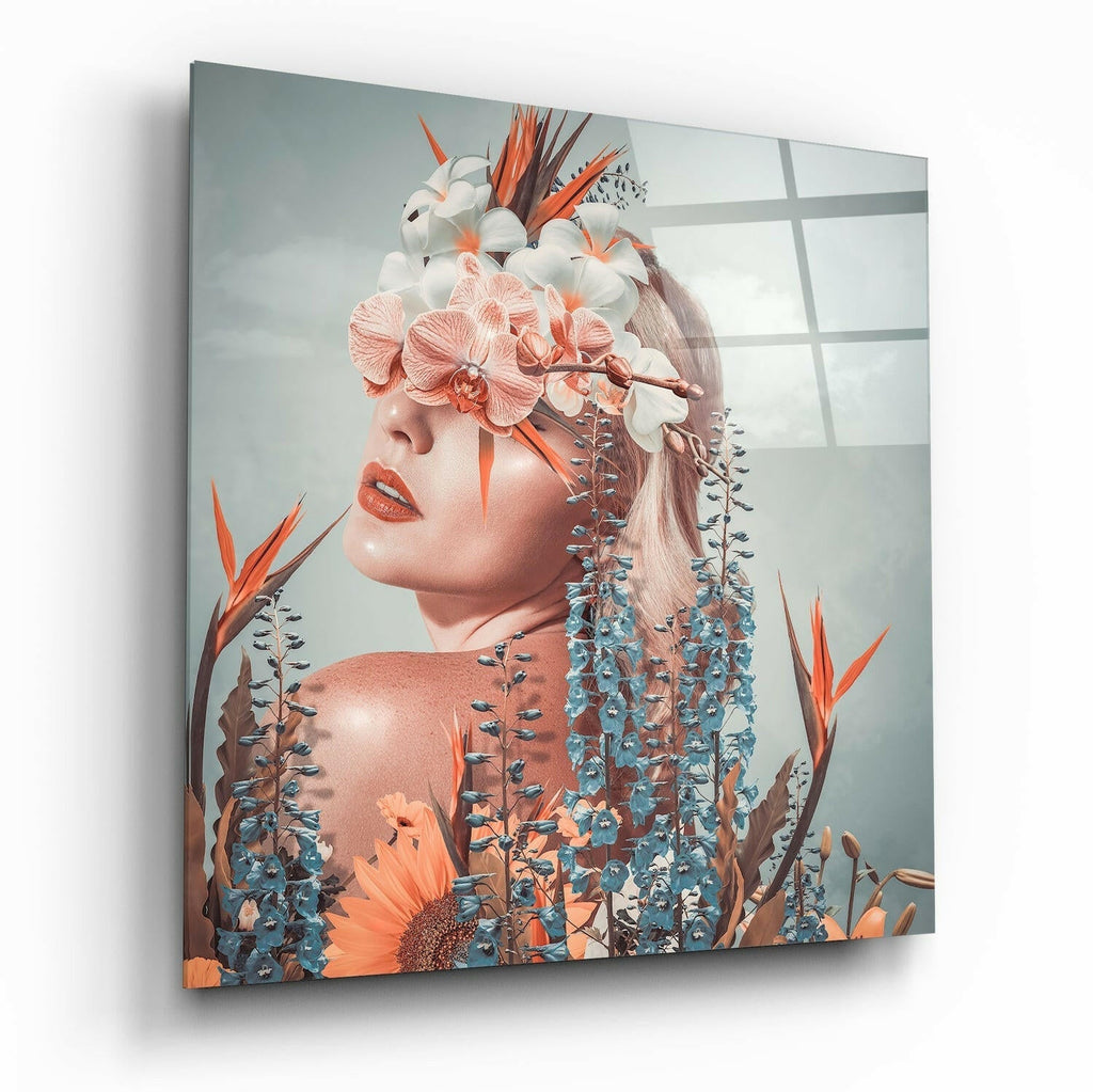 In The Flowers Glass Wall Art