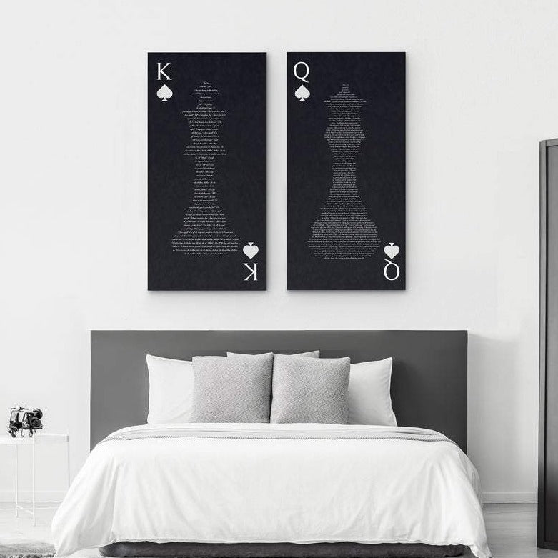 King And Queen 2 Piece Canvas With Song Or Vows Second Anniversary Gift