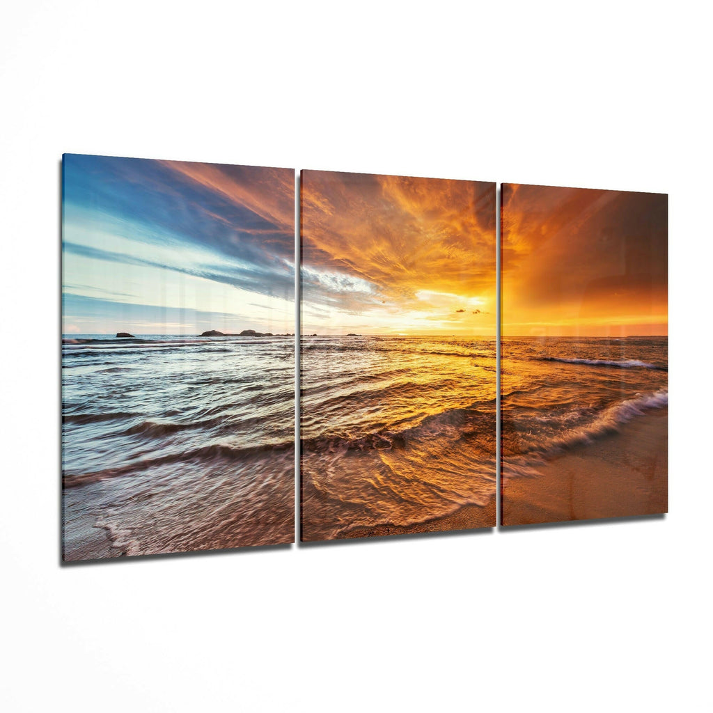 Sunset On The Beach Glass Art