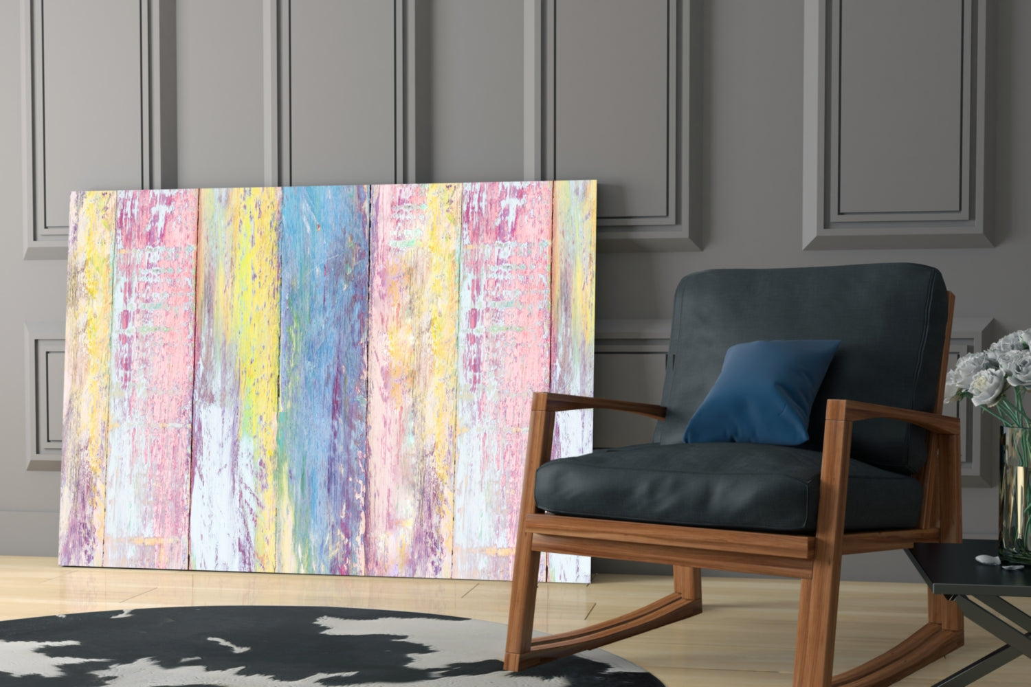 Painted Wood Glass Wall Art
