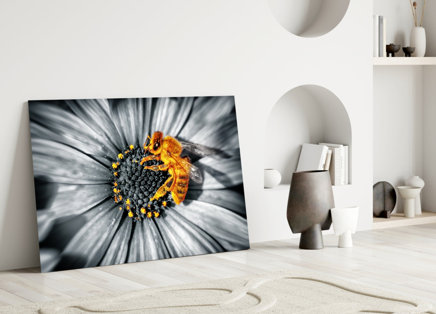 Honey Bee Glass Wall Art