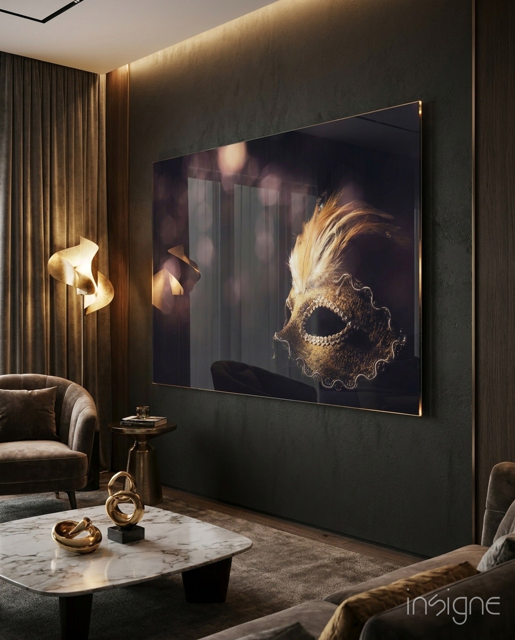 Venetian Mask Glass Wall Art