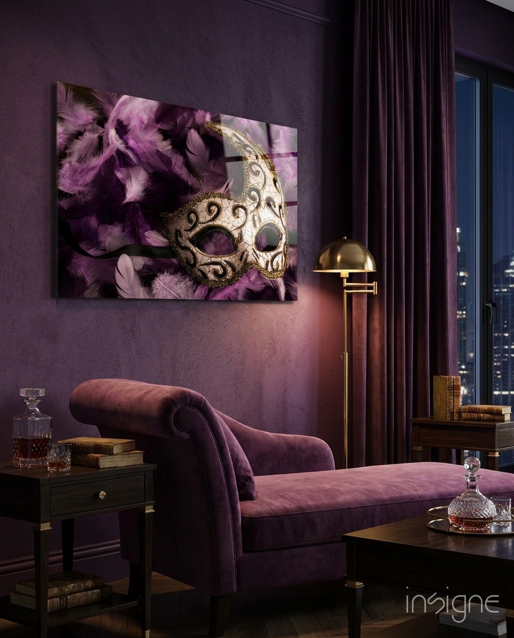 Venetian Mask Glass Wall Art