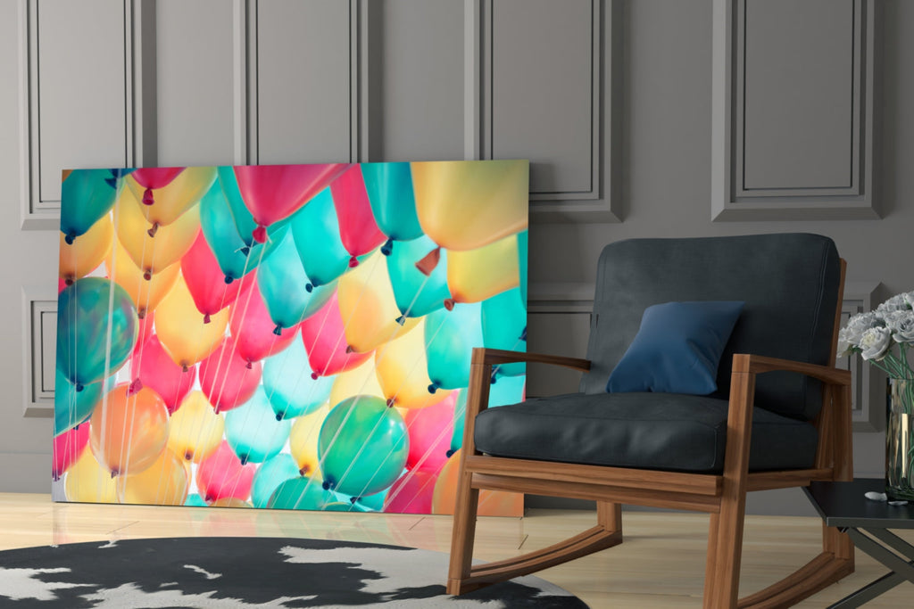 Balloons Glass Wall Art