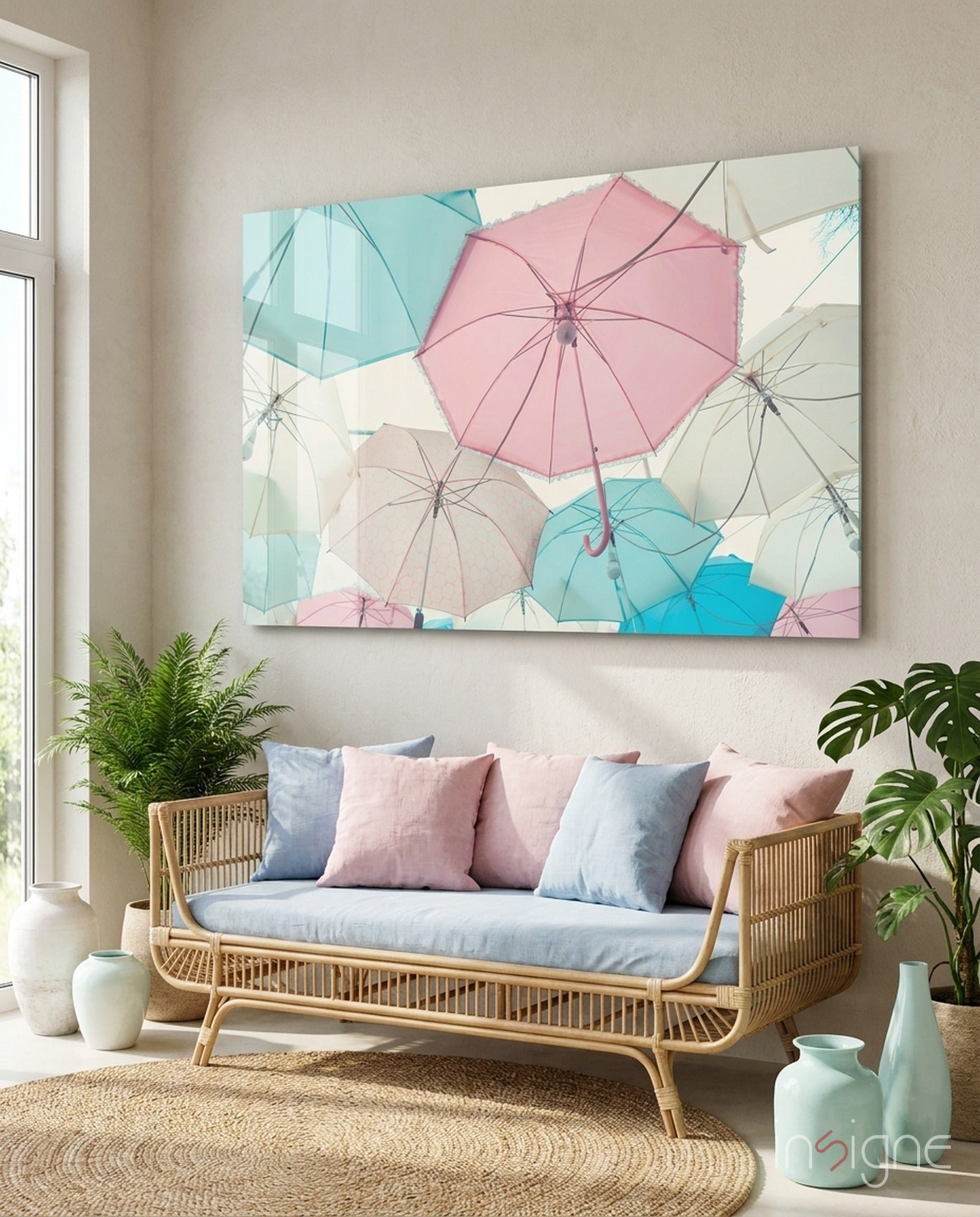 Umbrellas Glass Wall Art