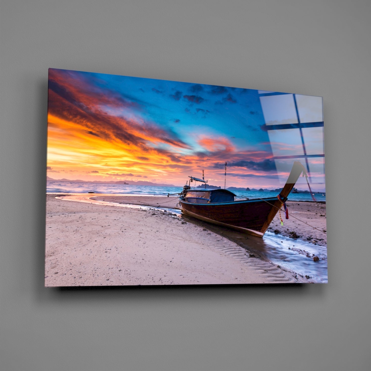 Red Sky Glass Wall Art
