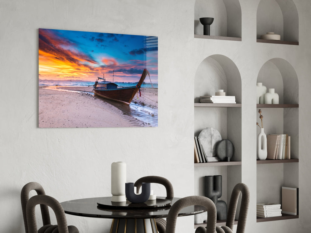 Red Sky Glass Wall Art