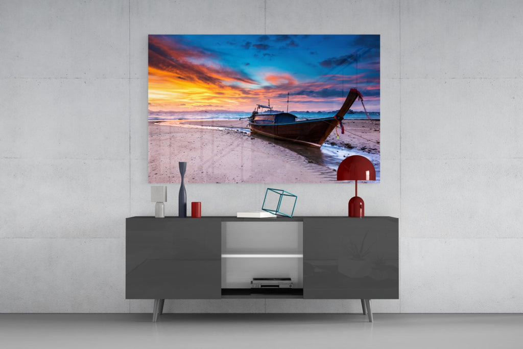 Red Sky Glass Wall Art