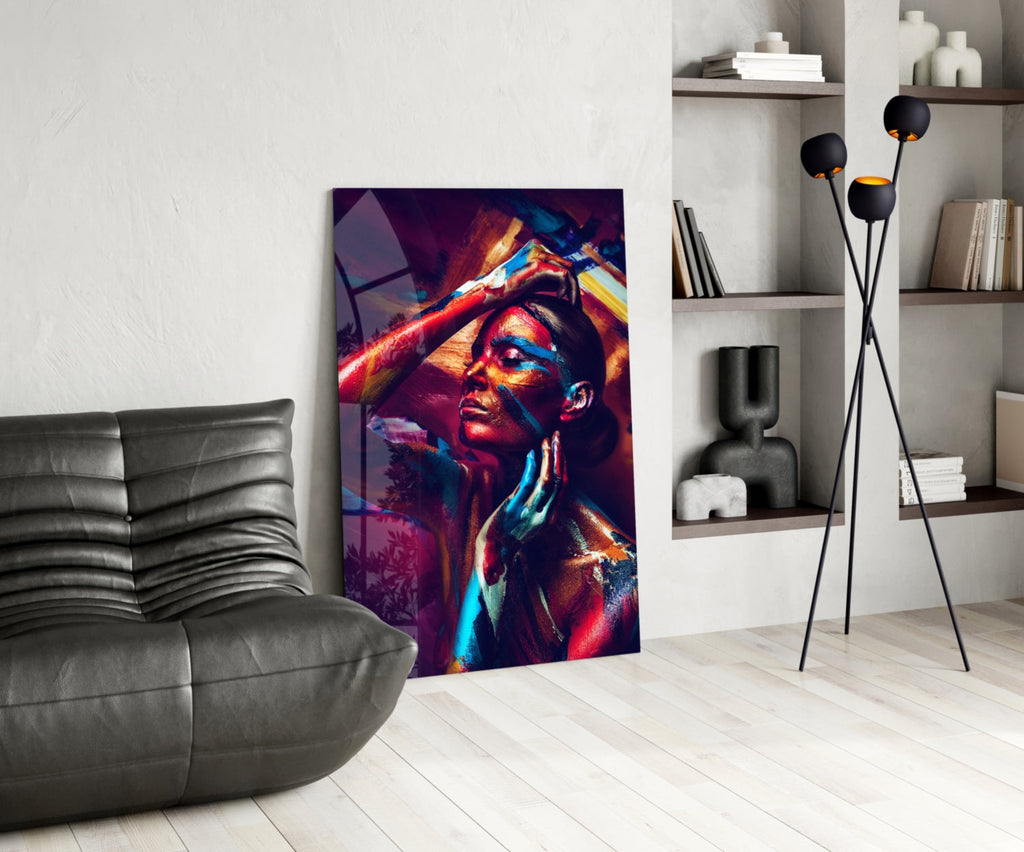 Female Portrait 3 Glass Wall Arts