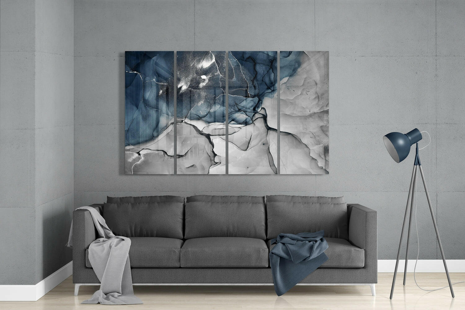 Marble 4 Pieces Mega Glass Wall Art (59"x36")