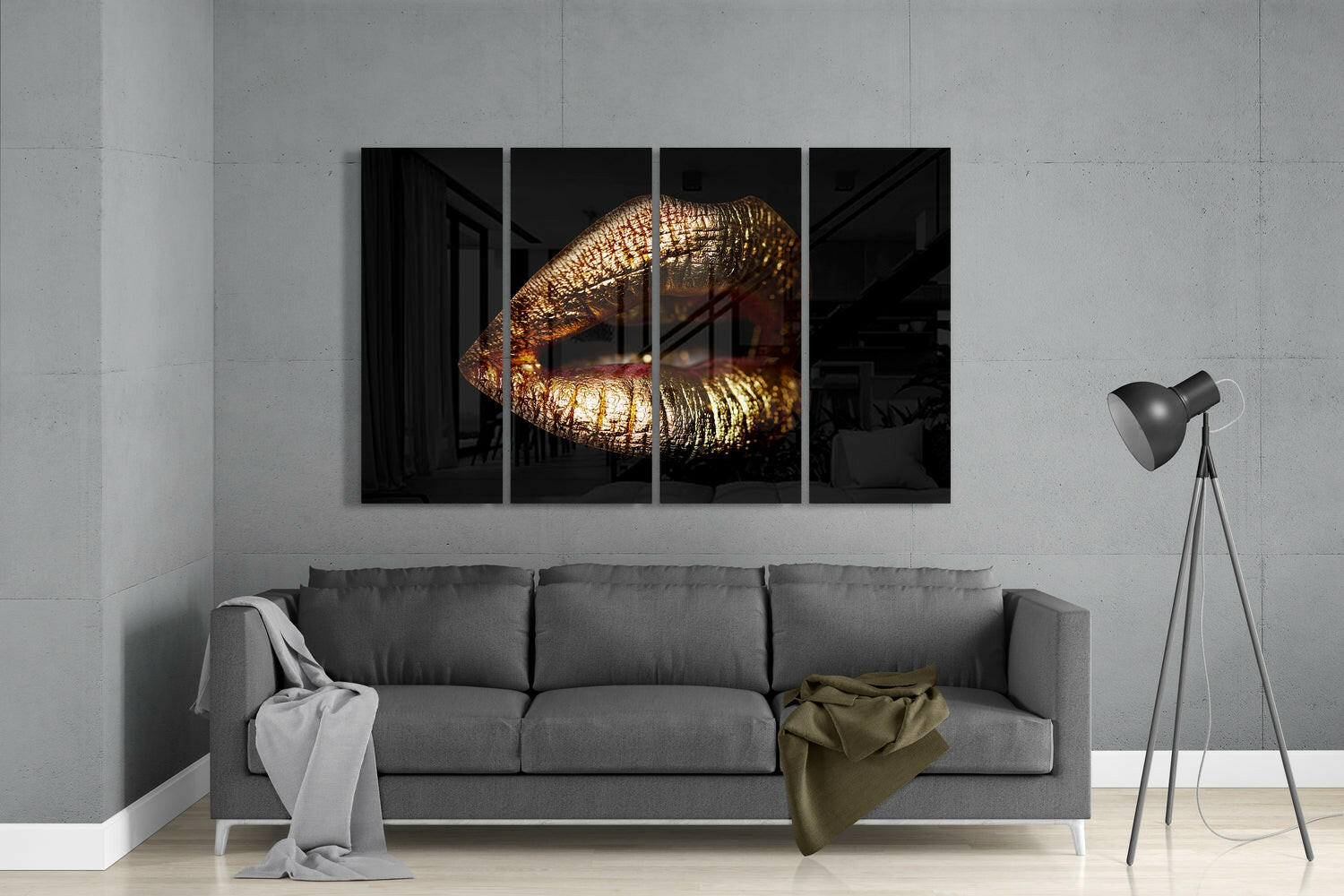 Lips 4 Pieces Mega Glass Wall Art (59"x36")