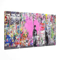 Charlie, Einstein and Banksy 4 Pieces Mega Glass Wall Art (59"x36")
