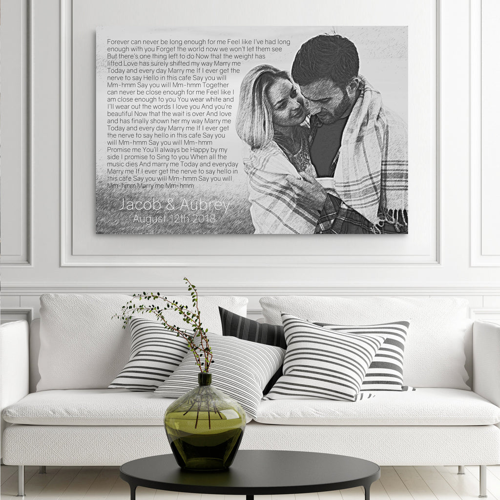 Photo To Pencil Sketch Song Lyrics On Canvas