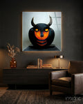 Evil Pumpkin Glass Wall Art  || Designers Collection