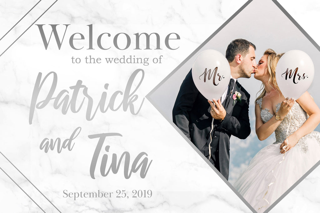 Wedding Welcome Sign - Silver Marble Edition