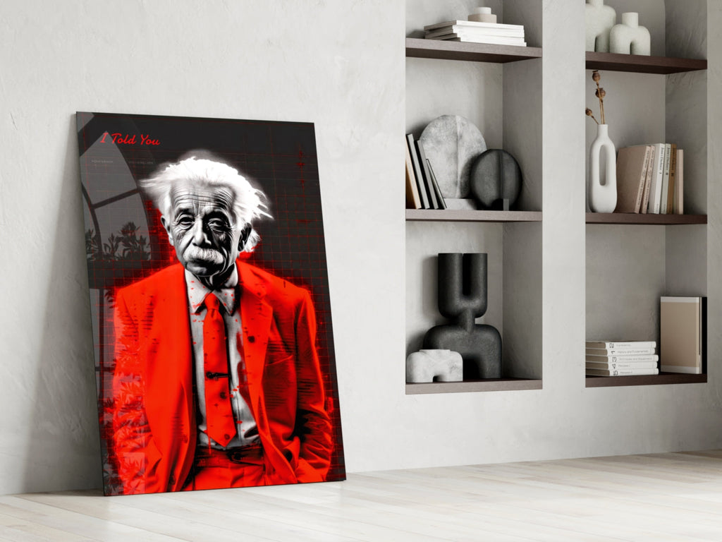 Albert Einstein's Colorful World Glass Wall Art || Designer Collection