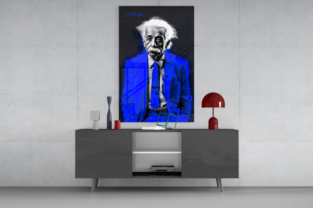 Albert Einstein's Colorful World Glass Wall Art || Designer Collection