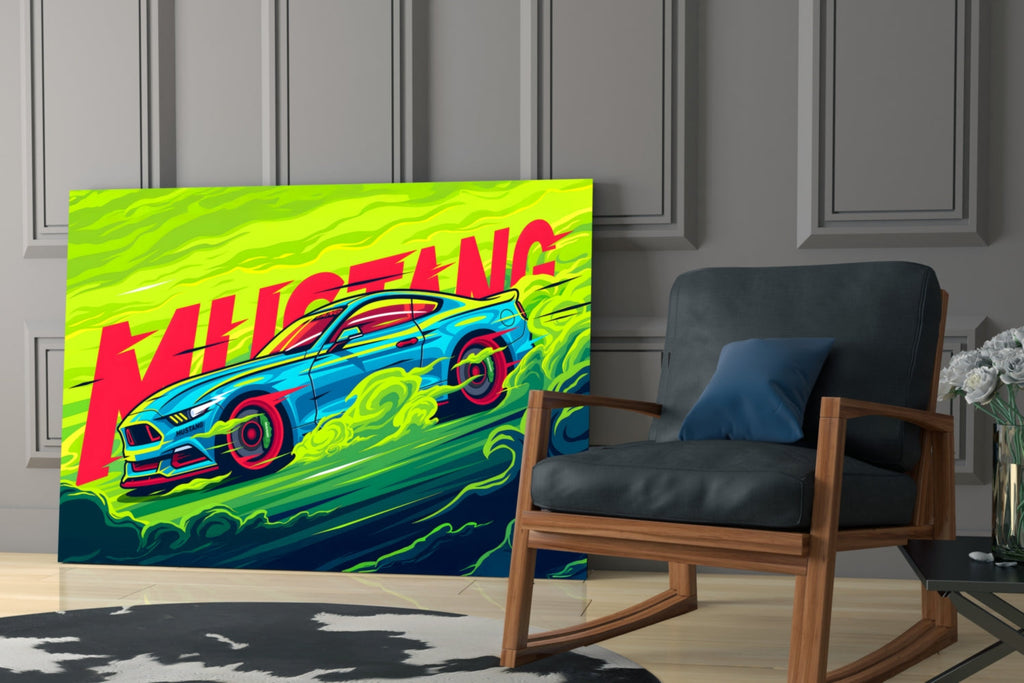 Roaring Mustang Glass Wall Art || Designer Collection