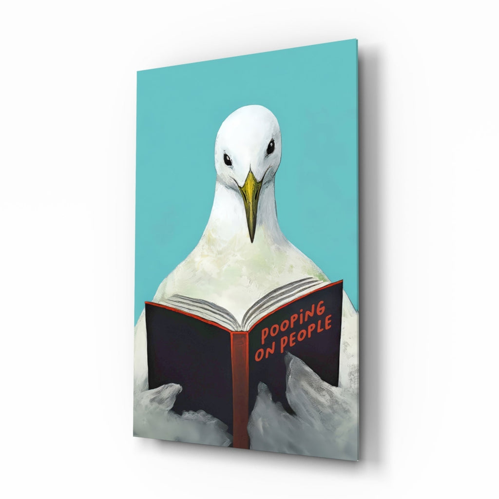 Wise Seagull Glass Wall Art || Designer Collection