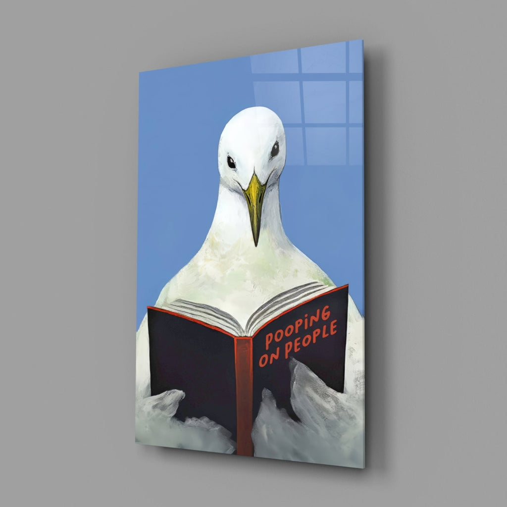 Wise Seagull Glass Wall Art || Designer Collection