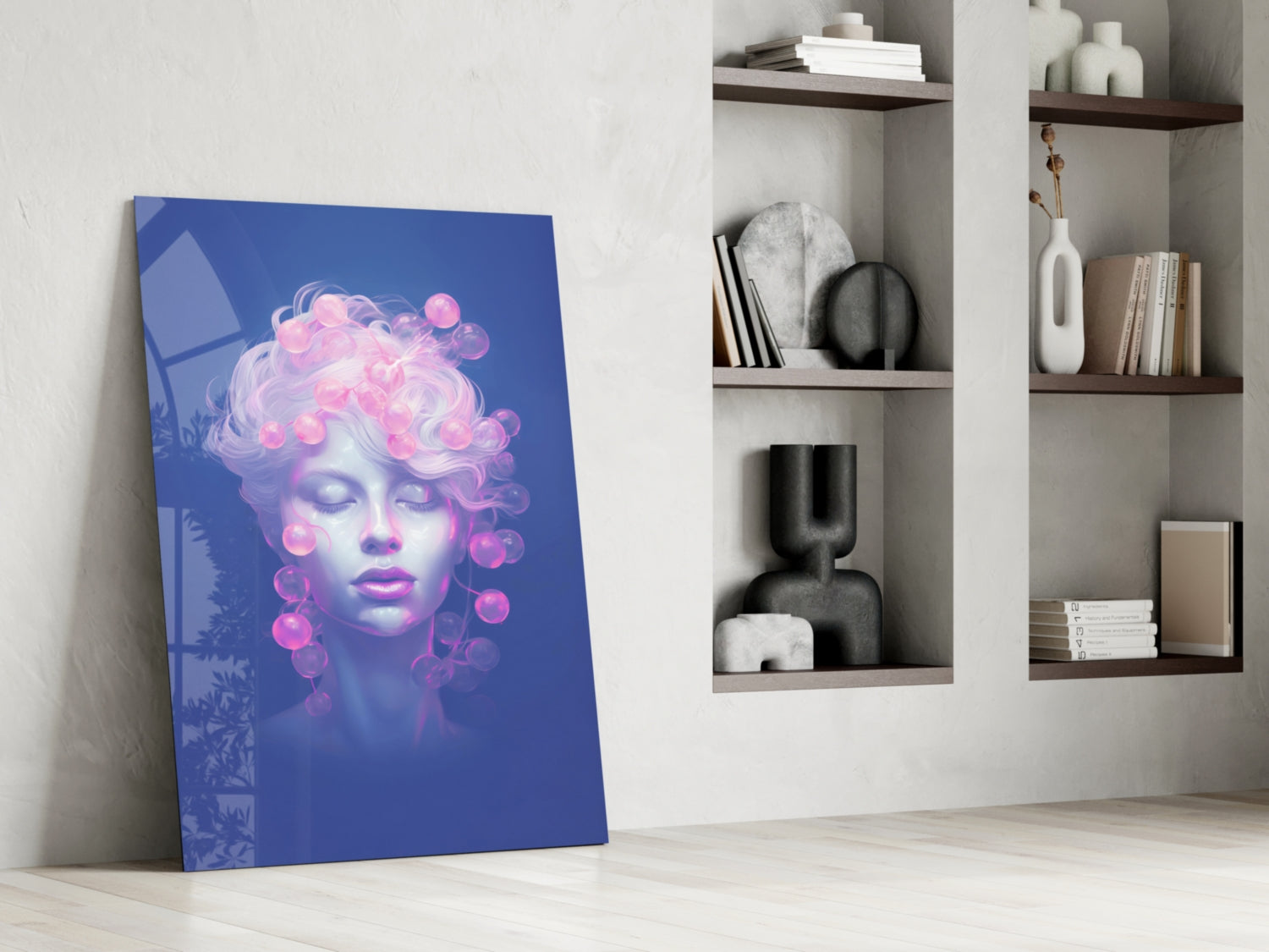Pink Bubbles Glass Wall Art || Designer Collection