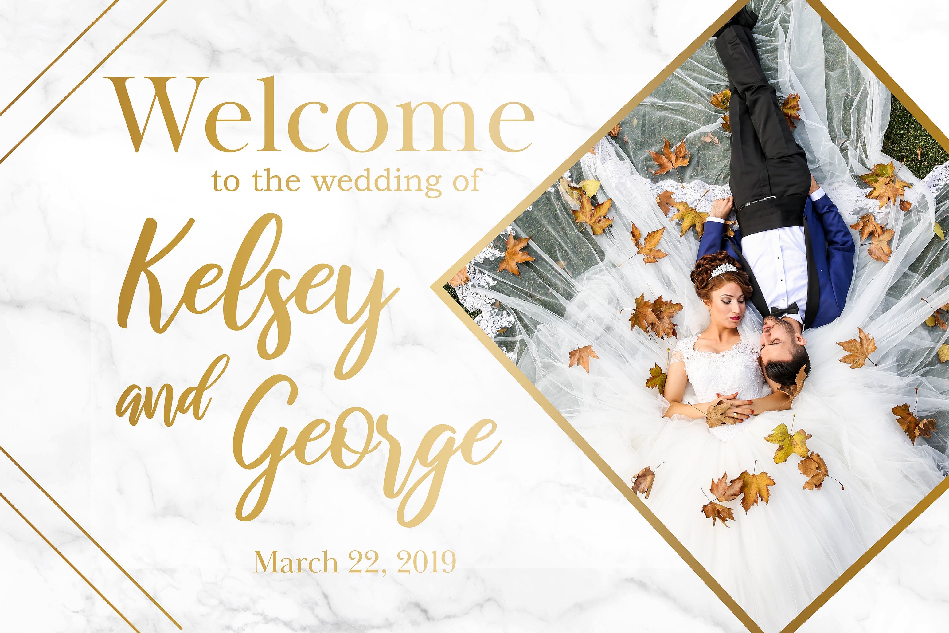 Wedding Welcome Sign - Gold Marble Edition