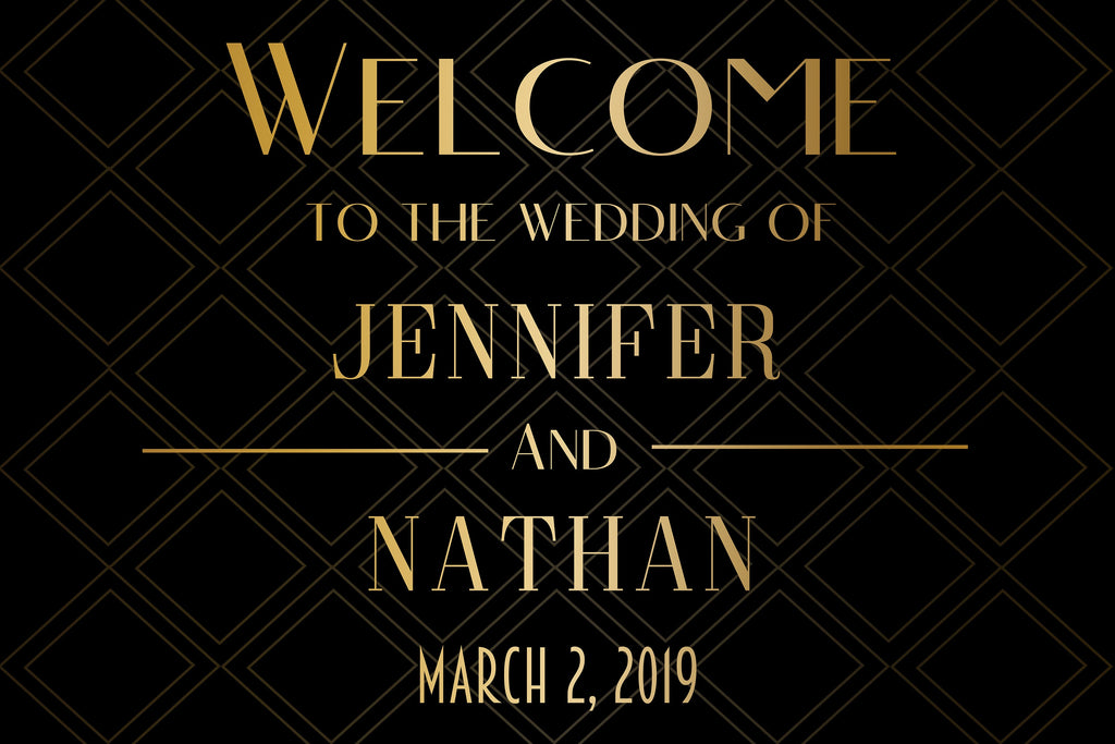 Welcome Wedding Sign - Black and Gold