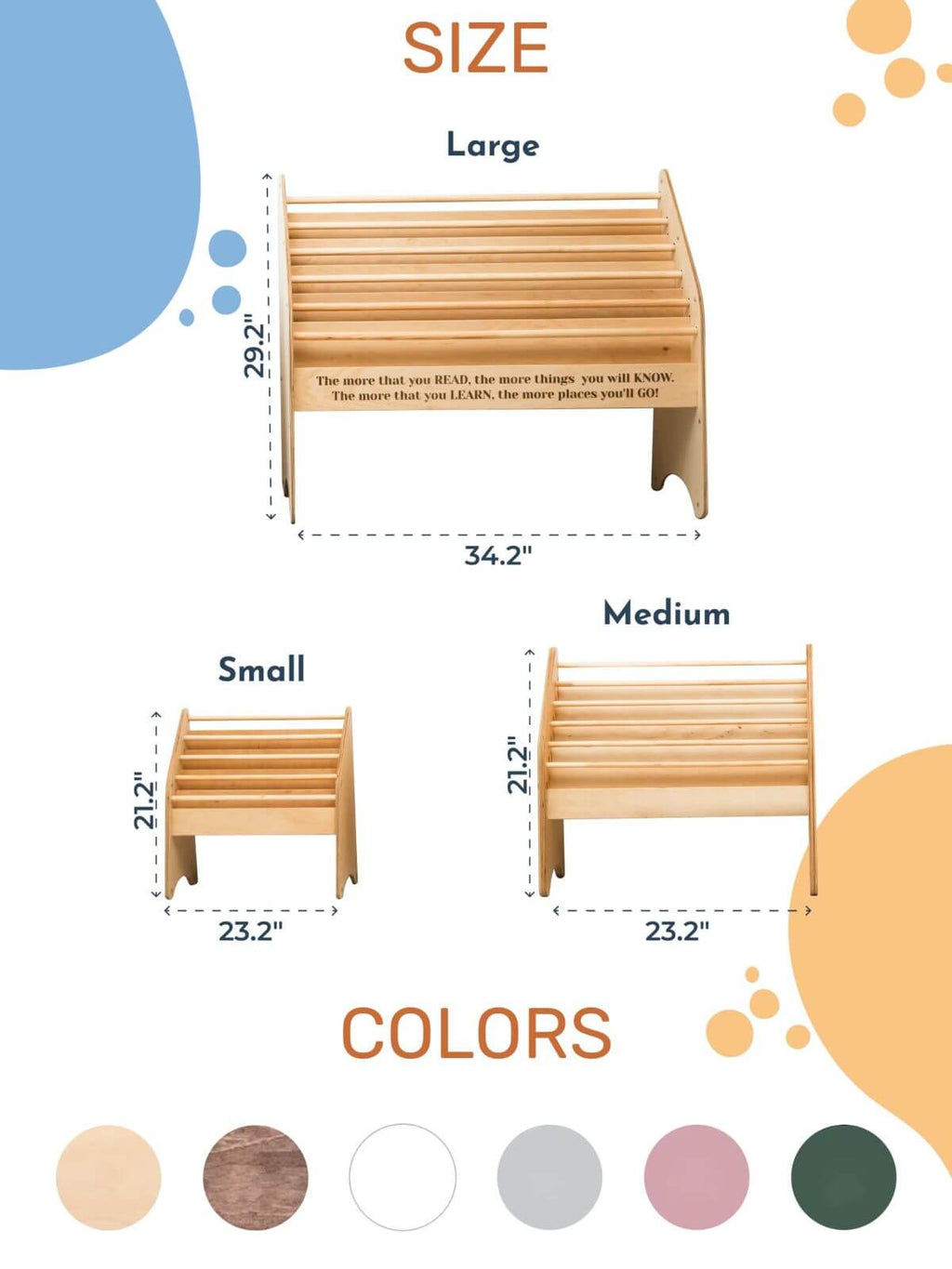 Wooden Montessori Bookshelf Pink