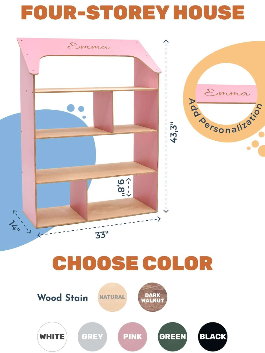 Pink Dollhouse Bookcase
