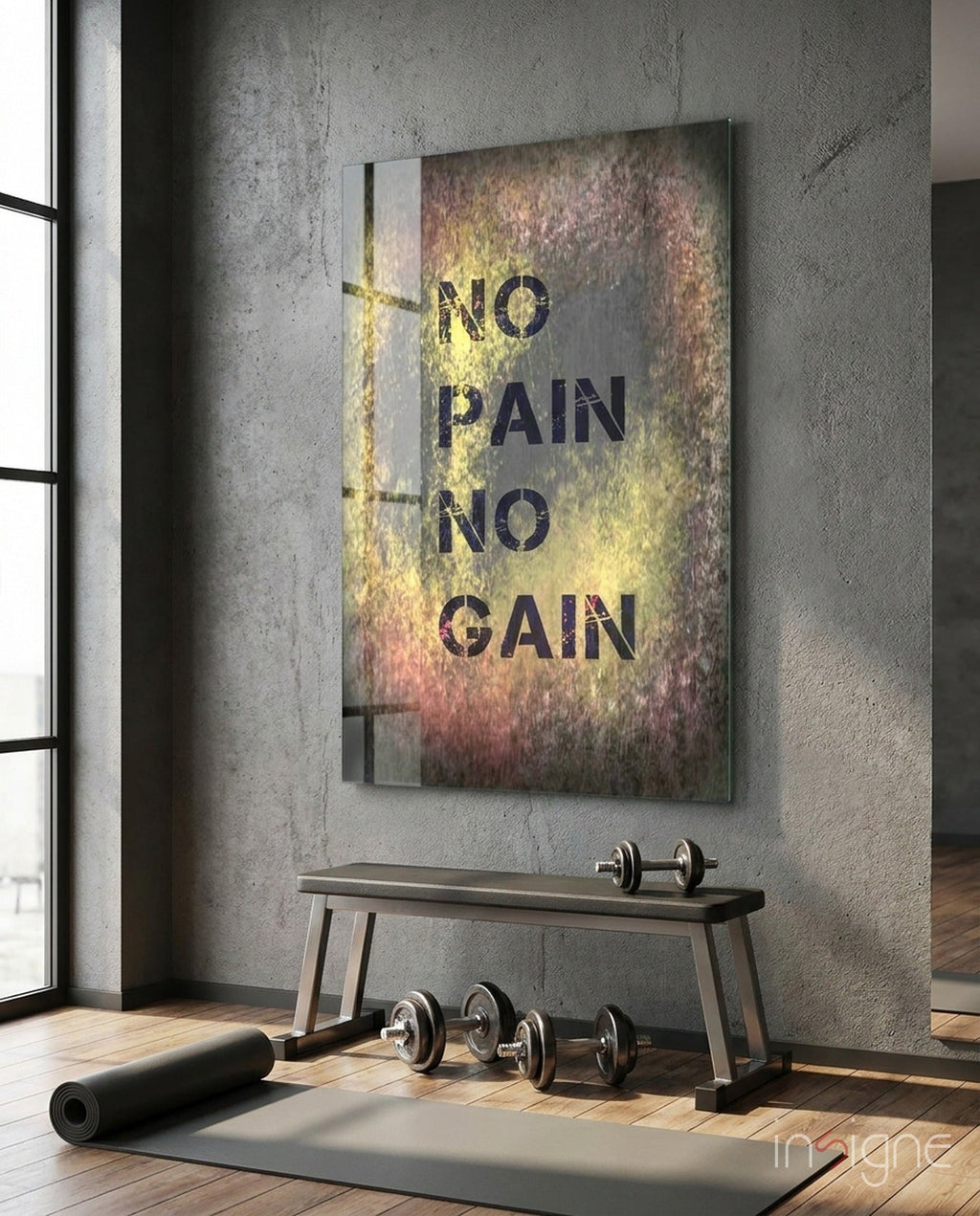 No Pain No Gain Glass Wall Art
