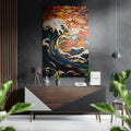 Waves and Flowers Brushed Aluminum Dibond Wall Art