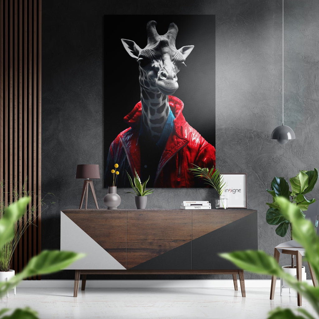 Cool Giraffe Brushed Aluminum Dibond Wall Art