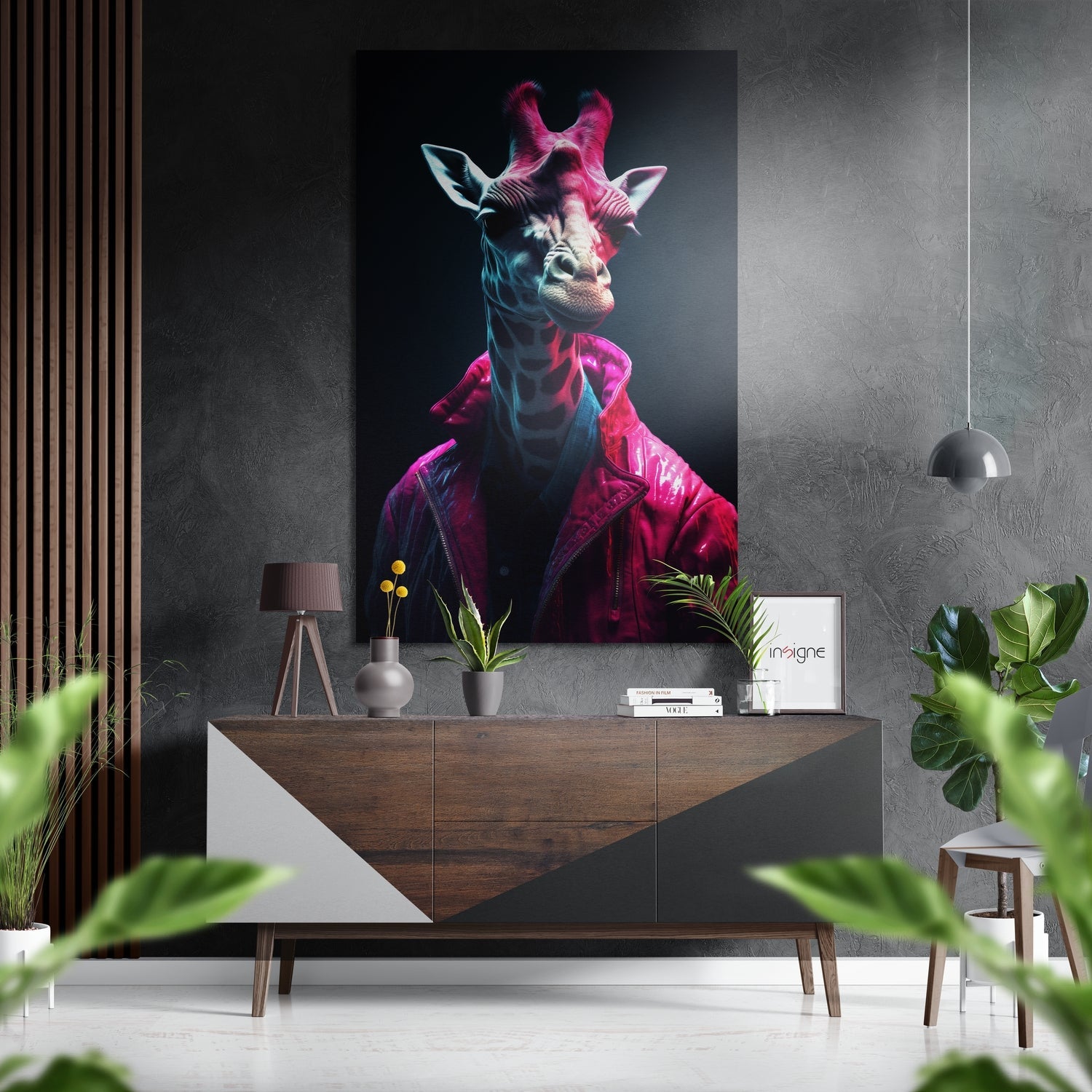 Cool Giraffe Brushed Aluminum Dibond Wall Art