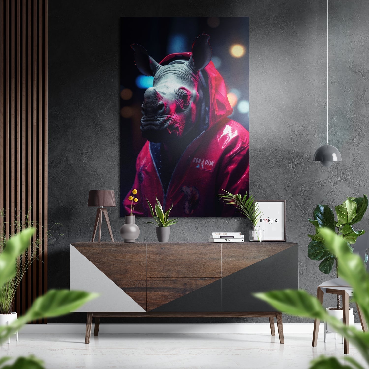 Fashionate Rhino Brushed Aluminum Dibond Wall Art
