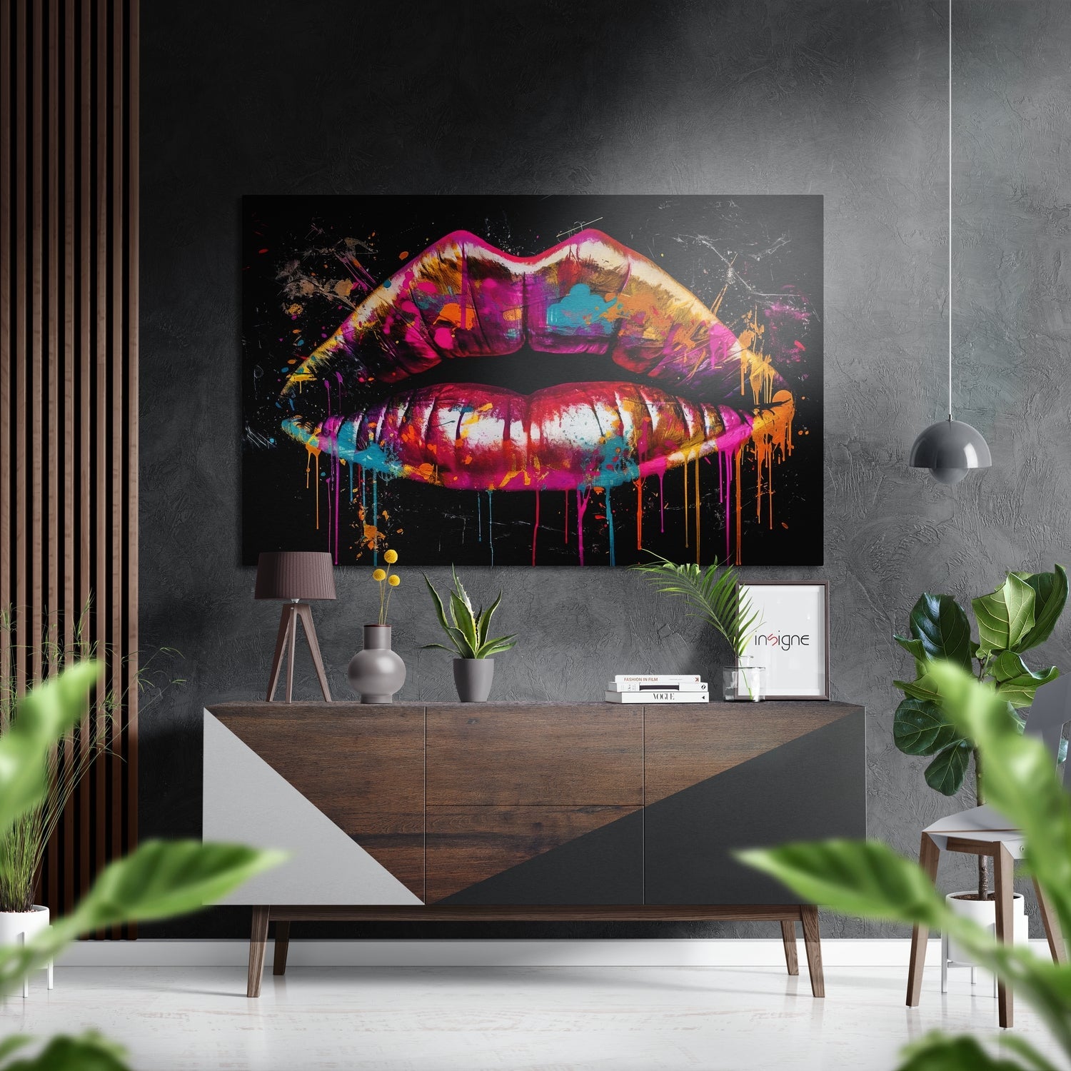 Lips Brushed Aluminum Dibond Wall Art
