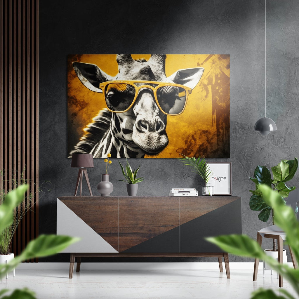 Happy Giraffe Brushed Aluminum Dibond Wall Art