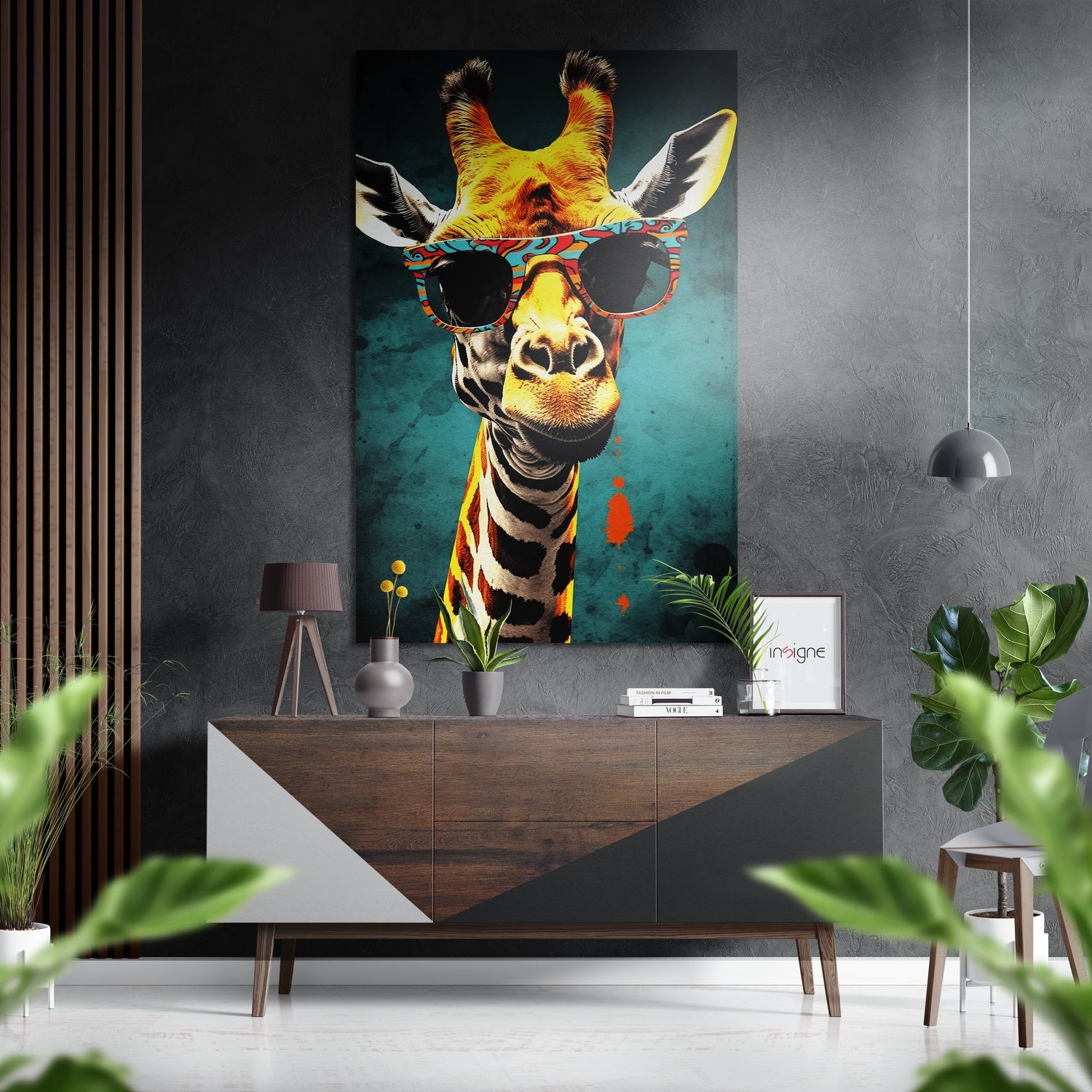 Happy Giraffe Brushed Aluminum Dibond Wall Art