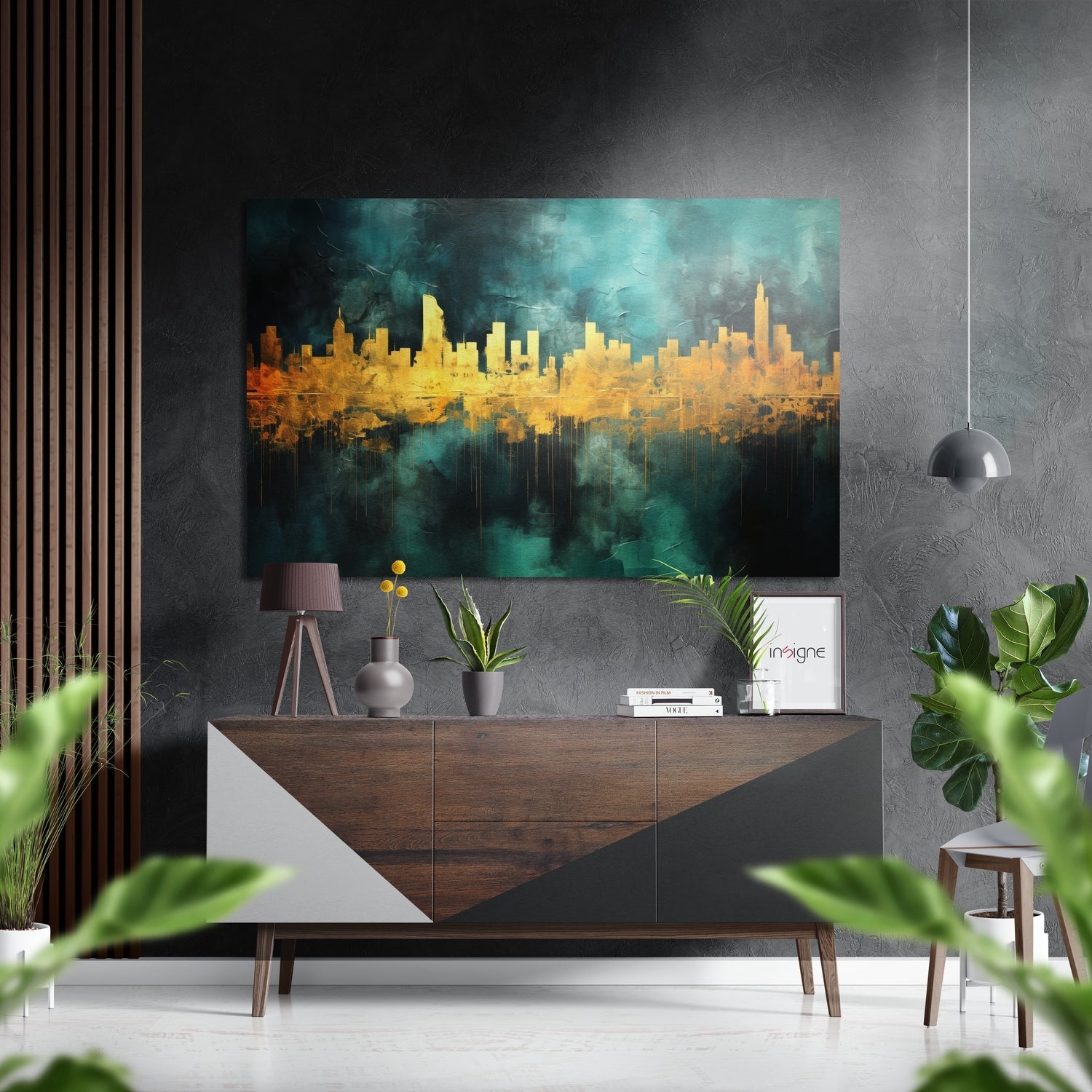 City Silhouette Brushed Aluminum Dibond Wall Art