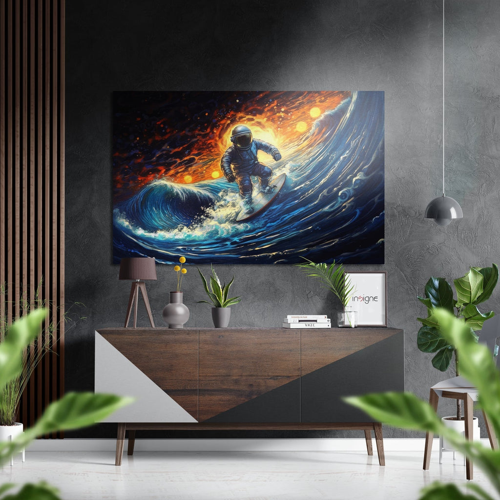 Astronaut Surfer Brushed Aluminum Dibond Wall Art