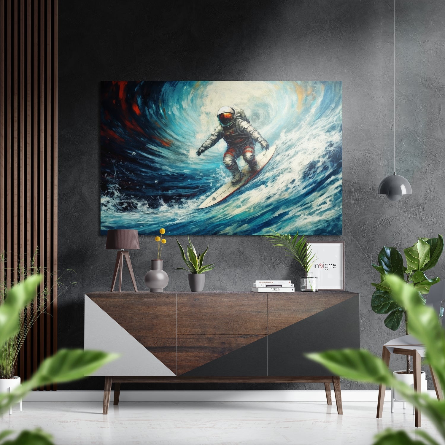 Astronaut Surfer Brushed Aluminum Dibond Wall Art